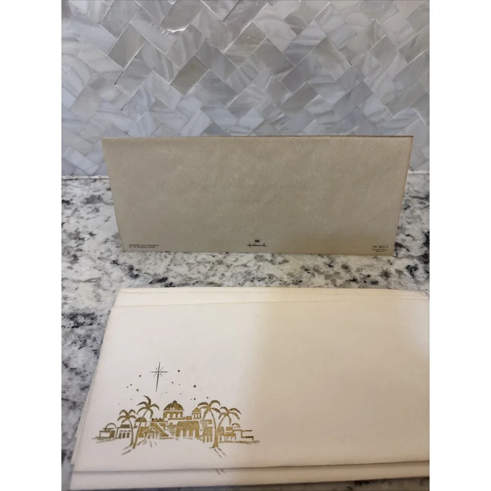 7 Vintage Hallmark Christmas Card Mother & Child Parchment Unused readers digest